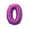 3D Render of purple inflatable foil balloon figure zero. Party decoration element