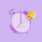 3d render purple pastel color alarm clock, 3D Circle clock icon