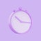 3d render purple pastel color alarm clock, 3D Circle clock icon