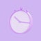 3d render purple pastel color alarm clock, 3D Circle clock icon