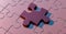 3d render of a purple piece of jigsaw puzzle on some other puzzle pieces