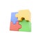 3d render puzzle icon, four color puzzle piece, isolated background, 3d rendering illustration of puzzle icon on white