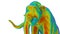 3D render - rainbow colored wooly mammoth