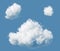 3d render. Random shapes of abstract white clouds isolated on blue background. Cumulus stages clip art.