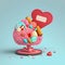 3D Render of Realistic Candies Heart Tree Or Stand And Frame Space For Text