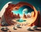 3D render realistic surreal worlds illustration wallpaper design