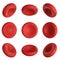 3d render red blood cells rotate 9 degrees on white