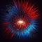 3d render of red blue fireworks abstract cosmic background