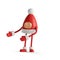 3d render, Red cap with white pom-pom, mascot stands. Cute little santa helper. Christmas toy clip art isolated on white