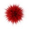 3d render of red color fluffy Fur Ball isolated on white background.