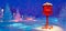 3D render of red Mailbox in snow at twilight