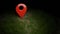 3d render red pin pointers location with a green grass