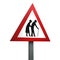 3D Render Road Sign of Frail pedestrians likely to cross road ahead Isolated on a White Background