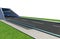 3d Render road with tunnel and greenfield