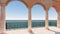 3d render roman balcony classic sea view italy left view