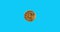 3D render of a rotating Golden bitcoin real coin, minted on a sky blue background. Loopable video, Bitcoin coin spinning