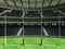 3D render of a round Australian rules football stadium with black seats