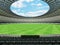 3D render of a round Australian rules football stadium with white seats