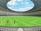 3D render of a round Australian rules football stadium with white seats