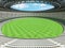 3D render of a round Australian rules football stadium with white seats