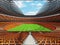 3D render of a round football - soccer stadium with orange seats