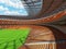 3D render of a round football - soccer stadium with orange seats