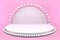 3d render round pedestal with pearls on a pink background