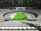 3D render of a round rugby stadium with white seats and VIP boxes