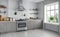 3d render - scandinavian flat - kitchen