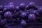 3D render of scattered purple balls flying on purple background
