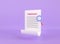 3d render search document icon paper. isolated on purple background. worksheet project plan in office. Assignment and review. 3d