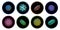 3d render, set of assorted round stickers with colorful microorganisms: germs bacteria and virus. Microbiological clip art