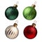 3d render, set of traditional red green glass ball ornaments for Christmas tree decoration, holiday clip art isolated on white