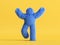 3d render, shaggy cartoon character, furry scary halloween monster, hairy beast walking. Unknown blue funny toy isolated on yellow