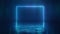 3d render Shining blue neon square over water