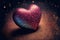 3D Render, Shiny Pink And Blue Glittery Heart Shape On Bokeh Lighting Background. Valentine`s Day