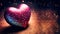 3D Render, Shiny Pink And Blue Glittery Heart Shape On Bokeh Lighting Background. Valentine`s Day