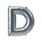 3D Render of silver inflatable foil balloon letter D. Party decoration element