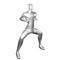 3D Render of Silver Stickman Karate Poses with Hands Beside Chest - A Perfect Visual for Martial Arts Enthusiasts