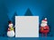 3d render, snowman and Santa Claus, holding white paper sheet, b
