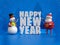 3d render, snowman and Santa Claus, toys, Happy New Year white l