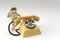 3d Render Spaceman Astronaut calling gesture with old telephone 3d illustration Design