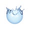 3d render, spherical water splash illustration. Splashing blue liquid clip art isolated on white background