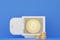 3d render stack of bitcoin in safe deposit box for web banner and mockup