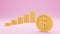 3D render stack of dollar coins on pink background