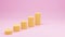 3D render stack of dollar coins on pink background