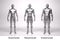 3D Render : standing male body type : ectomorph , mesomorph , endomorph with silver texture