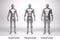 3D Render : standing male body type : ectomorph , mesomorph , endomorph with silver texture