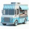 3d render of a stripped light blue food truck