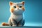 3D render style cute kitten over light blue background with copy space